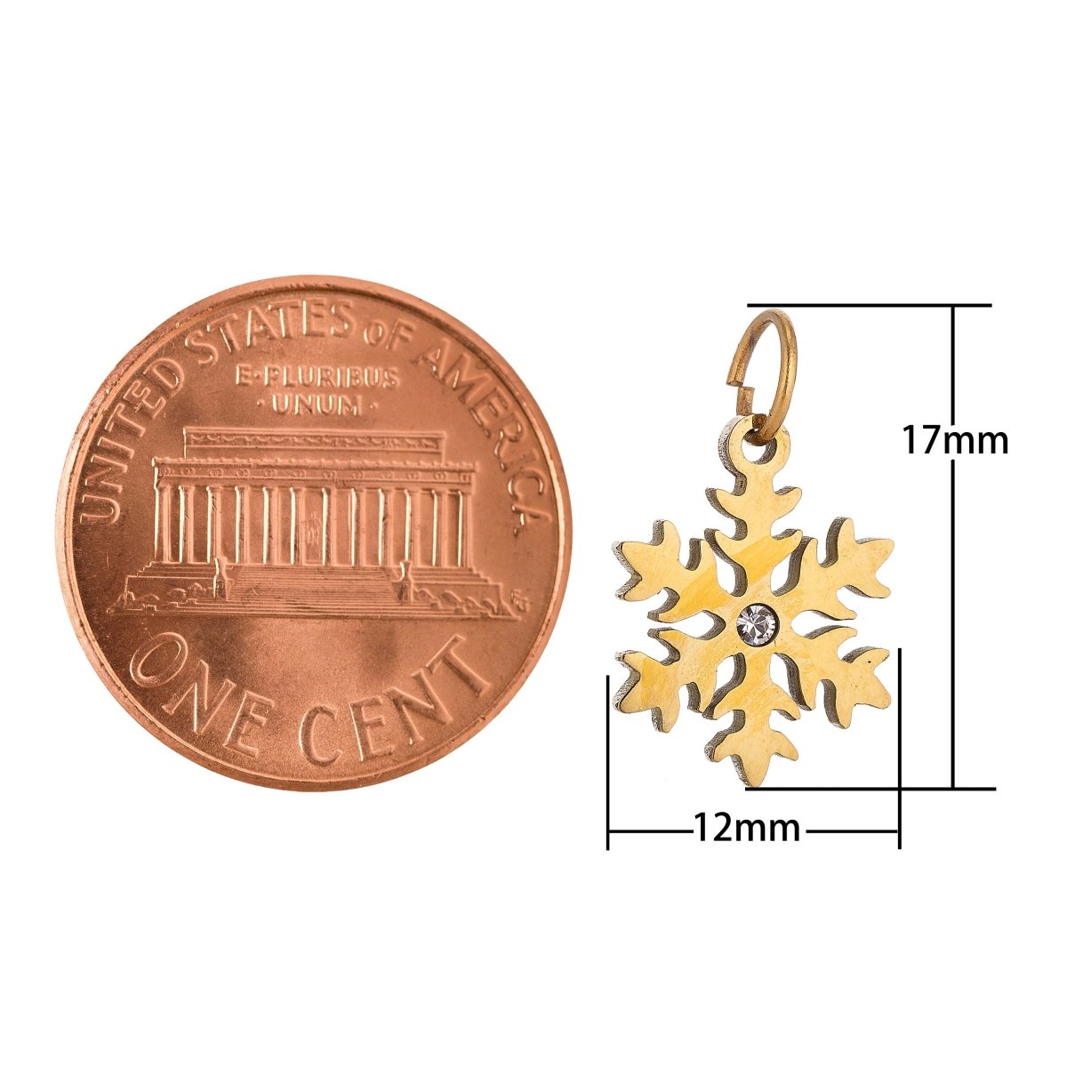 Stainless Steel Gold Elegant Snowflake Cubic Zirconia Bracelet Charm Necklace Pendant Findings for Jewelry Making E-637 - DLUXCA