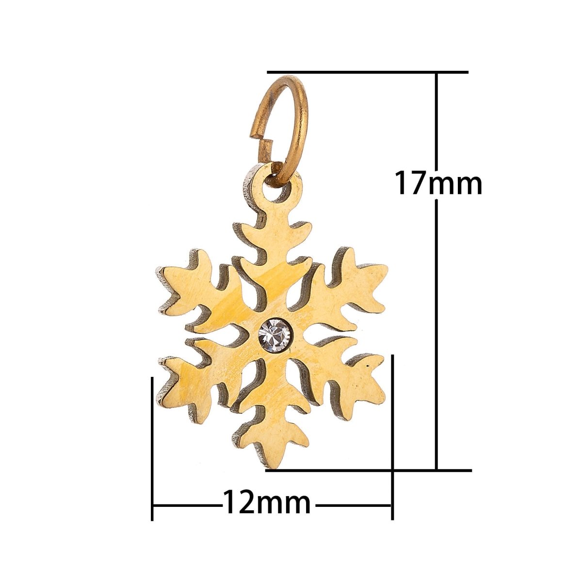 Stainless Steel Gold Elegant Snowflake Cubic Zirconia Bracelet Charm Necklace Pendant Findings for Jewelry Making E-637 - DLUXCA