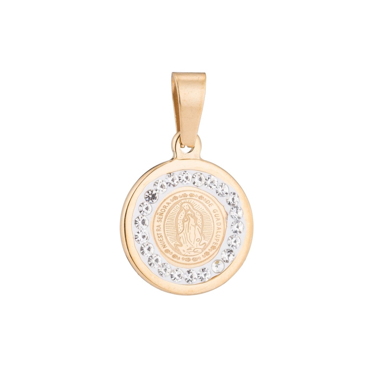 Stainless Steel Gold Fill Mother Mary Lady Guadalupe DIY Cubic Zircon Bracelet Necklace Pendant Charm Bead Bails Finding for Jewelry Making J-531 - DLUXCA