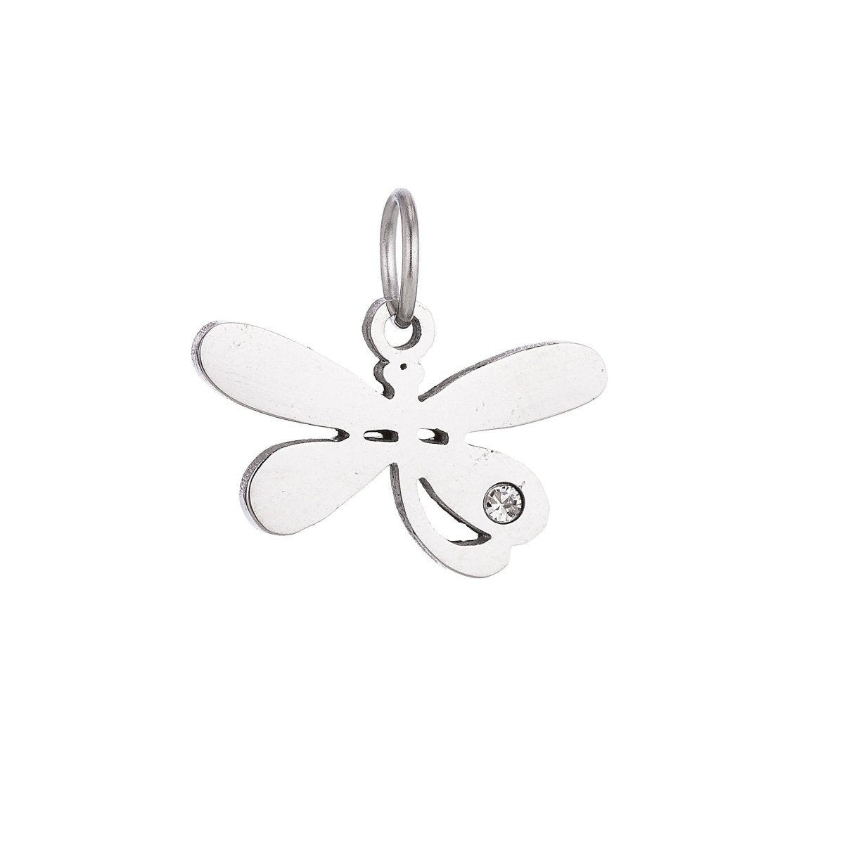 Stainless Steel Gold Lovely Charming Dragonfly Cubic Zirconia Bracelet Charm Necklace Pendant Findings for Jewelry Making E-638 - DLUXCA