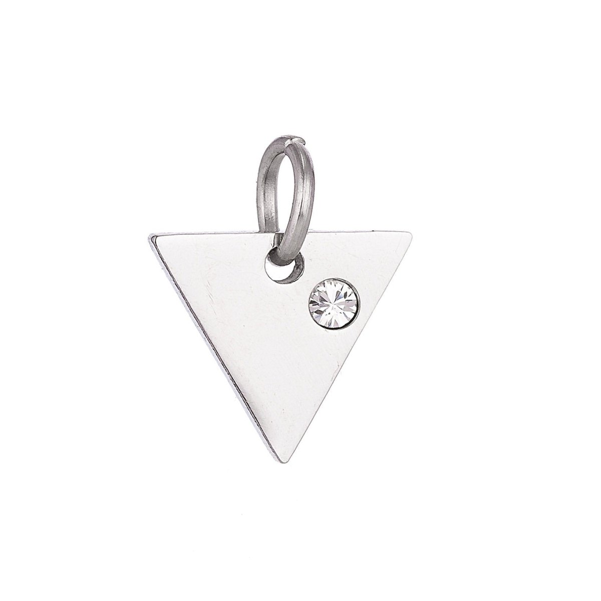 Stainless Steel Gold Minimalist Blank Triangle Cubic Zirconia Bracelet Charm Necklace Pendant Findings for Jewelry Making E-626 - DLUXCA