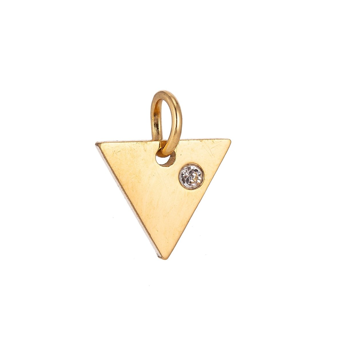 Stainless Steel Gold Minimalist Blank Triangle Cubic Zirconia Bracelet Charm Necklace Pendant Findings for Jewelry Making E-626 - DLUXCA