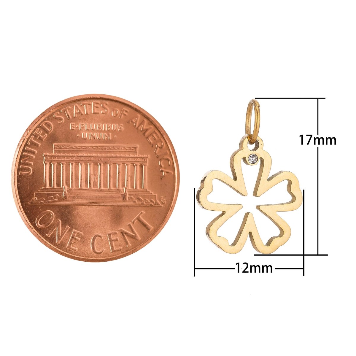 Stainless Steel Gold Minimalist Dainty Five Petals Flower Cubic Zirconia Bracelet Charm Necklace Pendant Findings for Jewelry Making E-636 - DLUXCA