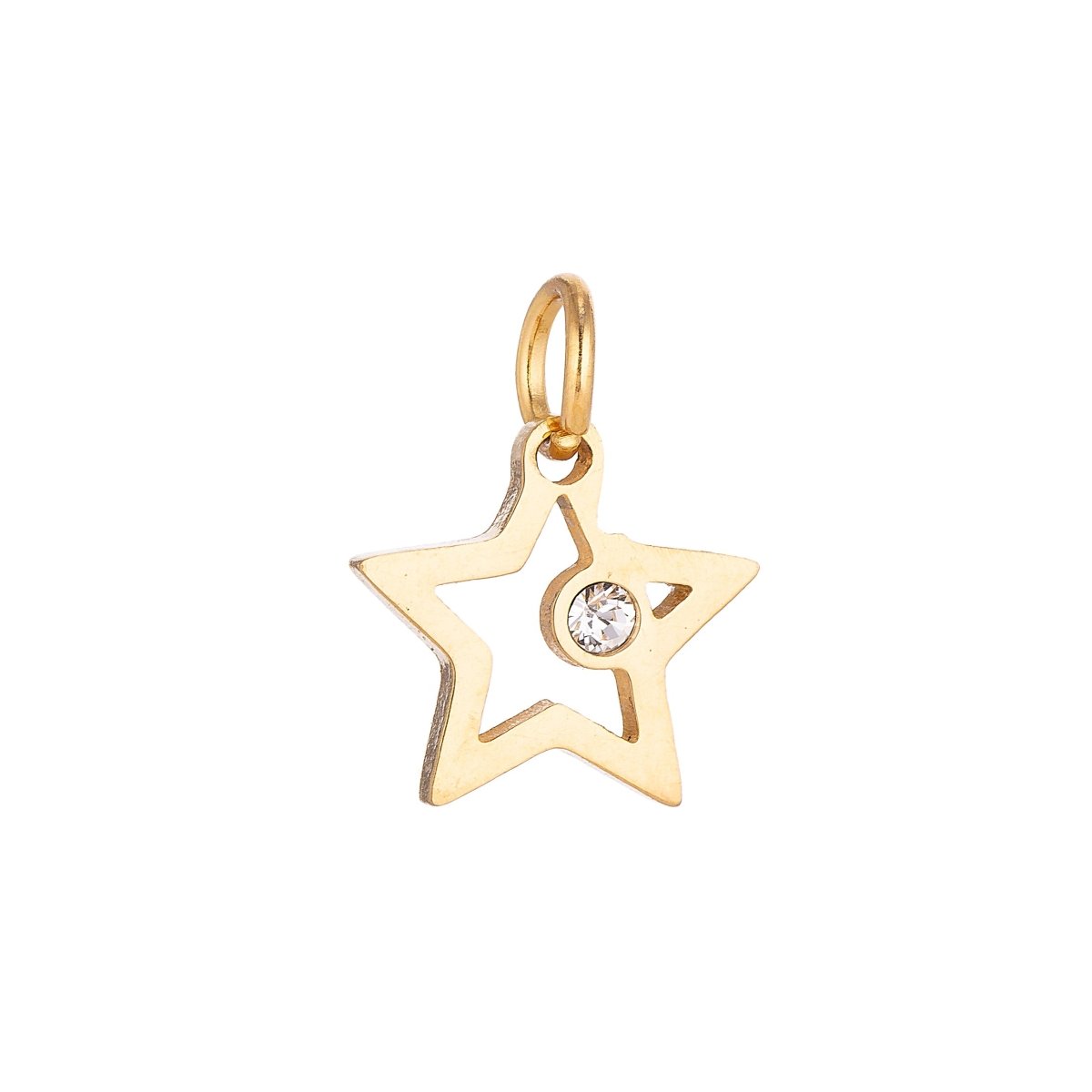 Stainless Steel Gold Minimalist Elegance Star Cubic Zirconia Bracelet Charm Necklace Pendant Findings for Jewelry Making E-628 - DLUXCA