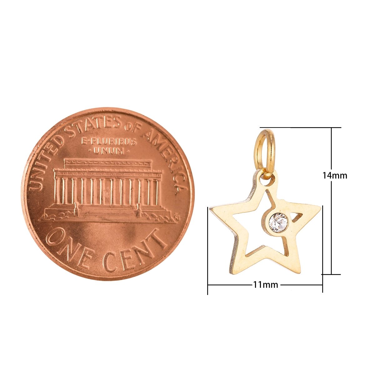 Stainless Steel Gold Minimalist Elegance Star Cubic Zirconia Bracelet Charm Necklace Pendant Findings for Jewelry Making E-628 - DLUXCA