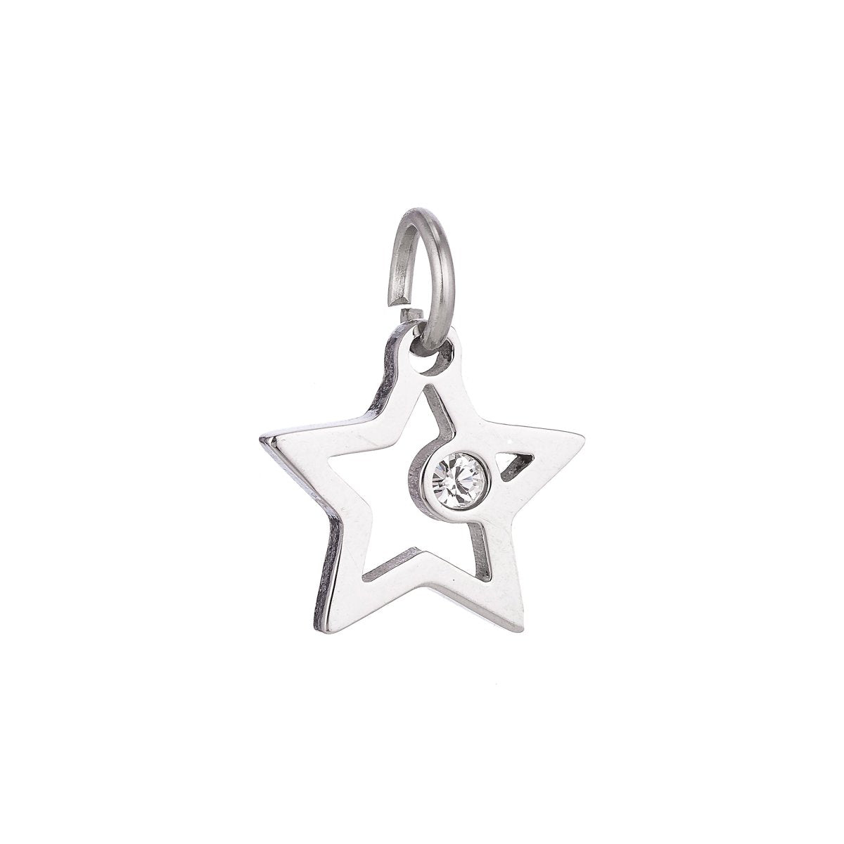 Stainless Steel Gold Minimalist Elegance Star Cubic Zirconia Bracelet Charm Necklace Pendant Findings for Jewelry Making E-628 - DLUXCA