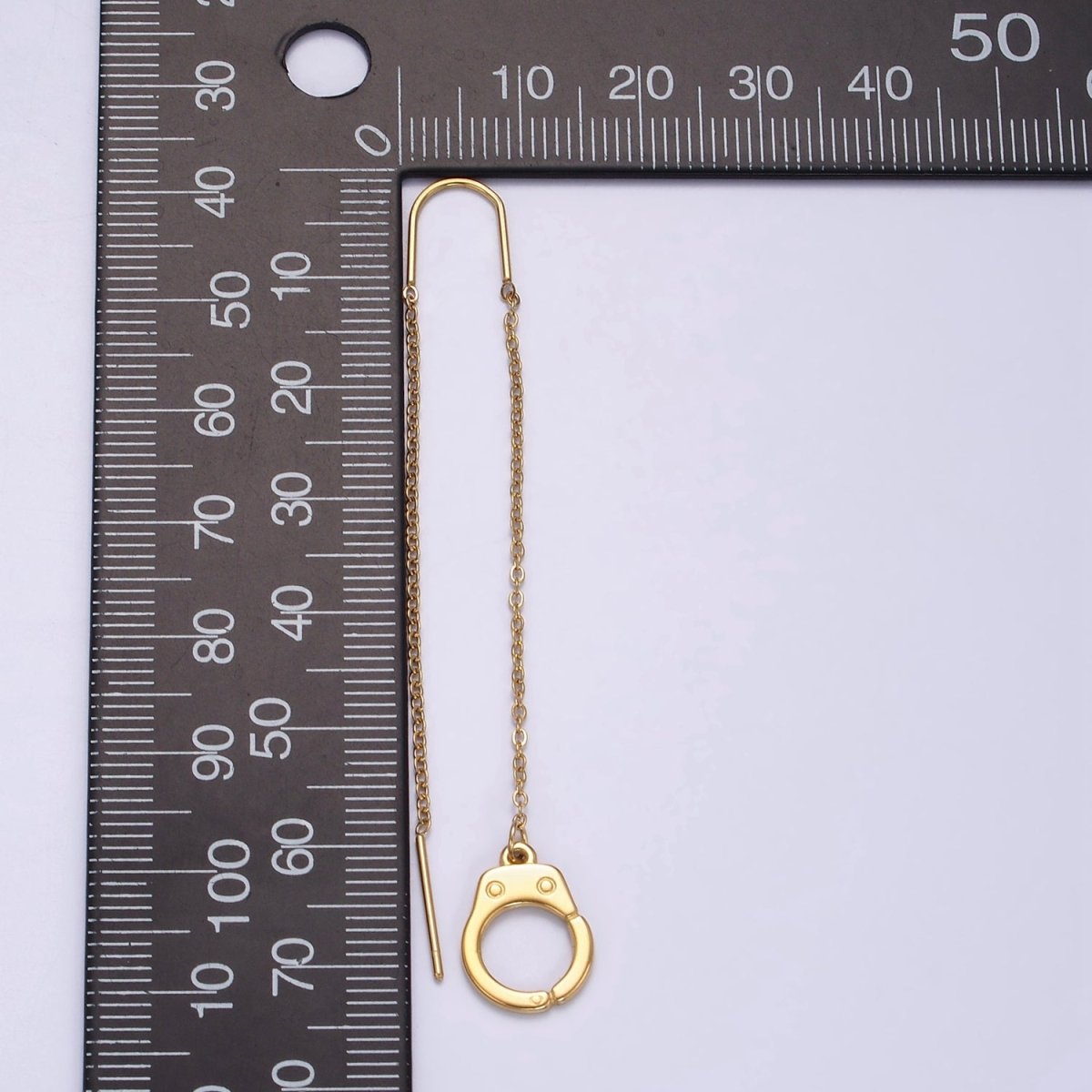 Stainless Steel Hand Cuff Cable Link Chain Threader Earrings | AE745 - DLUXCA