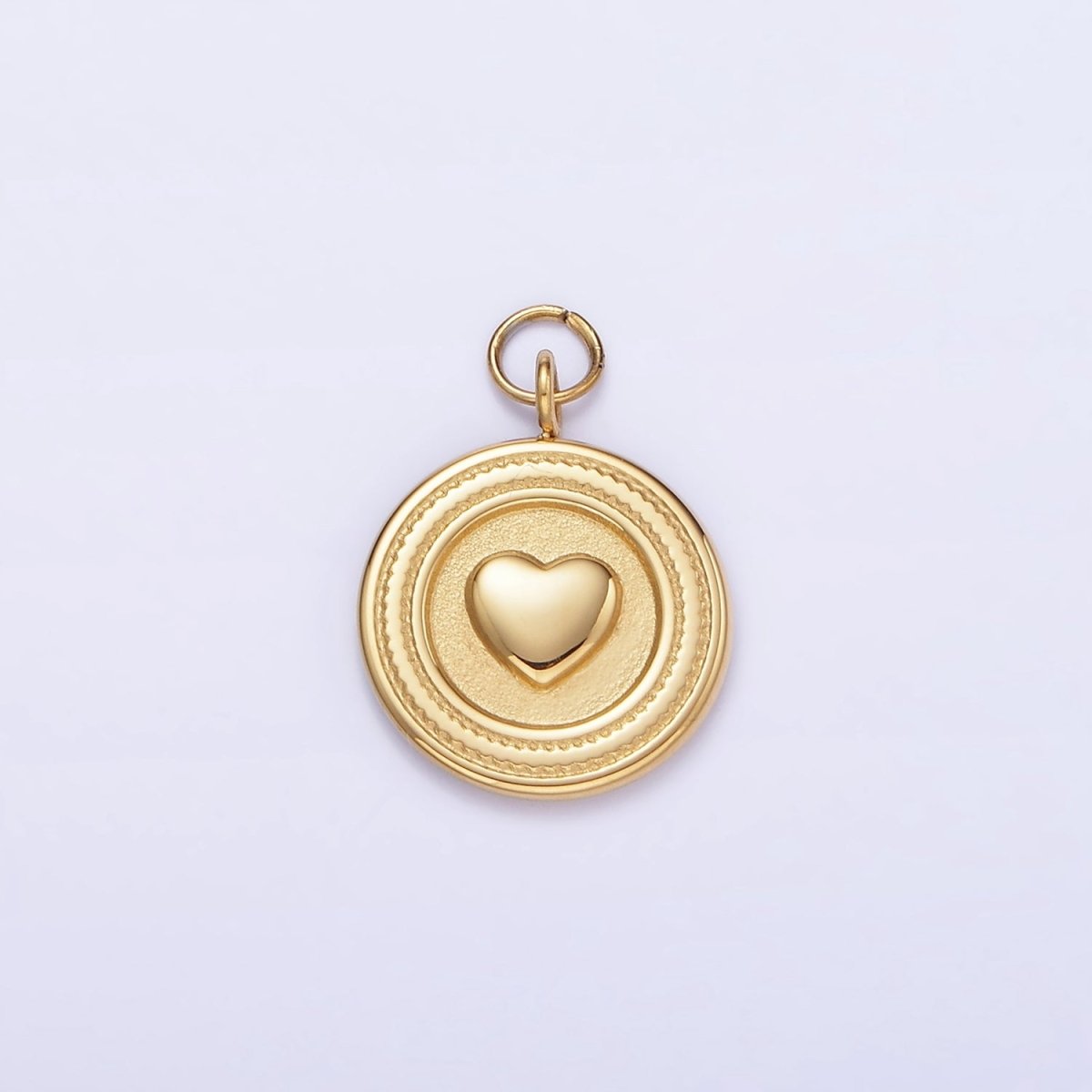 Stainless Steel Heart Minimalist Round Charm | P973 - DLUXCA