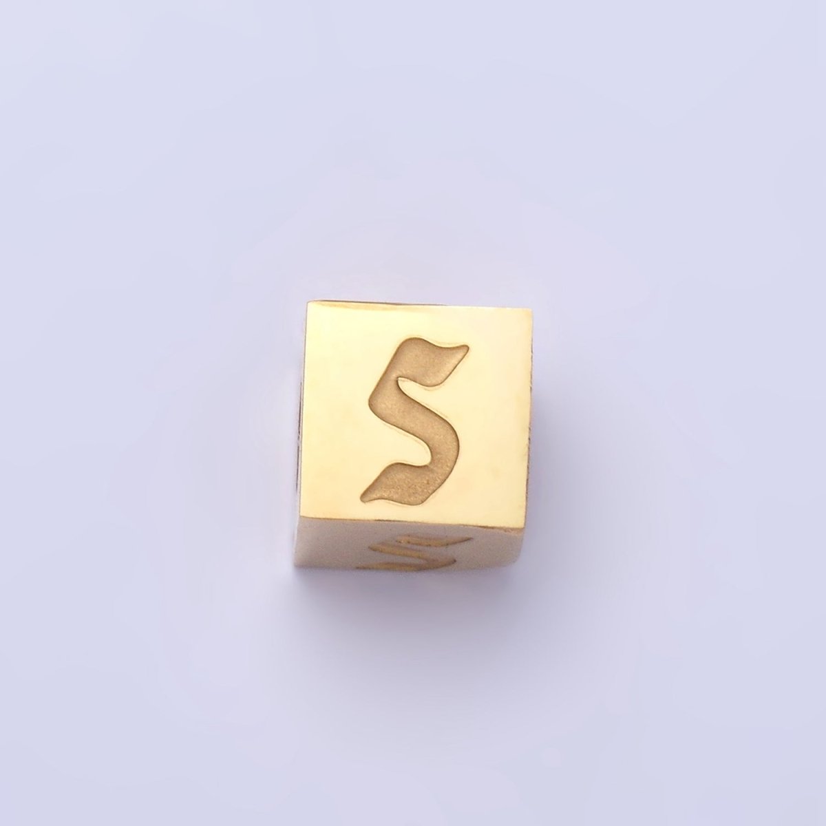 Stainless Steel Initial Letter A-Z Old English Gothic Alphabet Font 5mm Gold Bead | A937 - A962 - DLUXCA