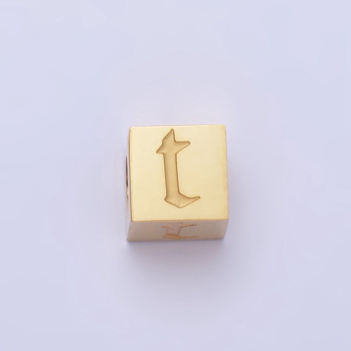 Stainless Steel Initial Letter A-Z Old English Gothic Alphabet Font 5mm Gold Bead | A937 - A962 - DLUXCA