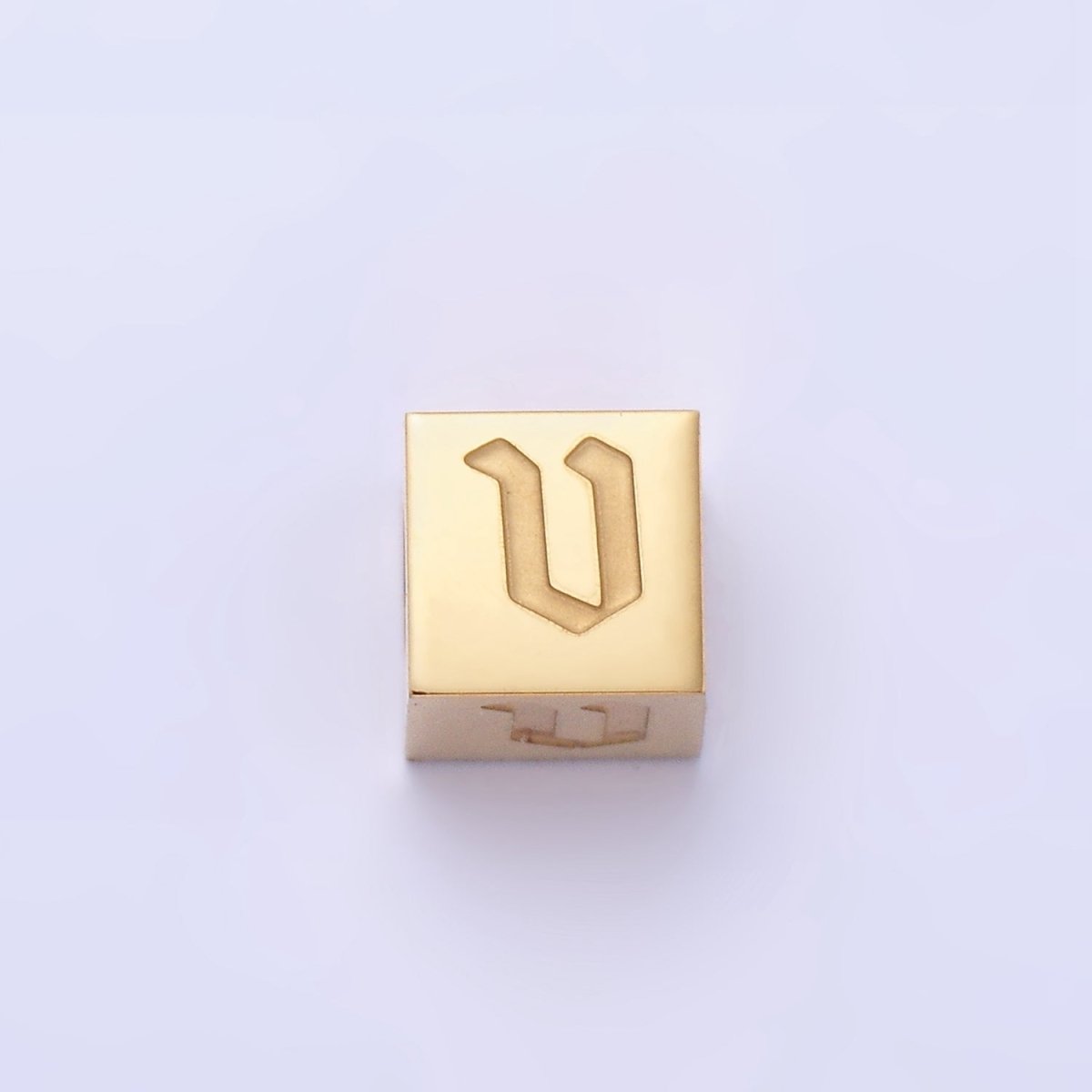 Stainless Steel Initial Letter A-Z Old English Gothic Alphabet Font 5mm Gold Bead | A937 - A962 - DLUXCA