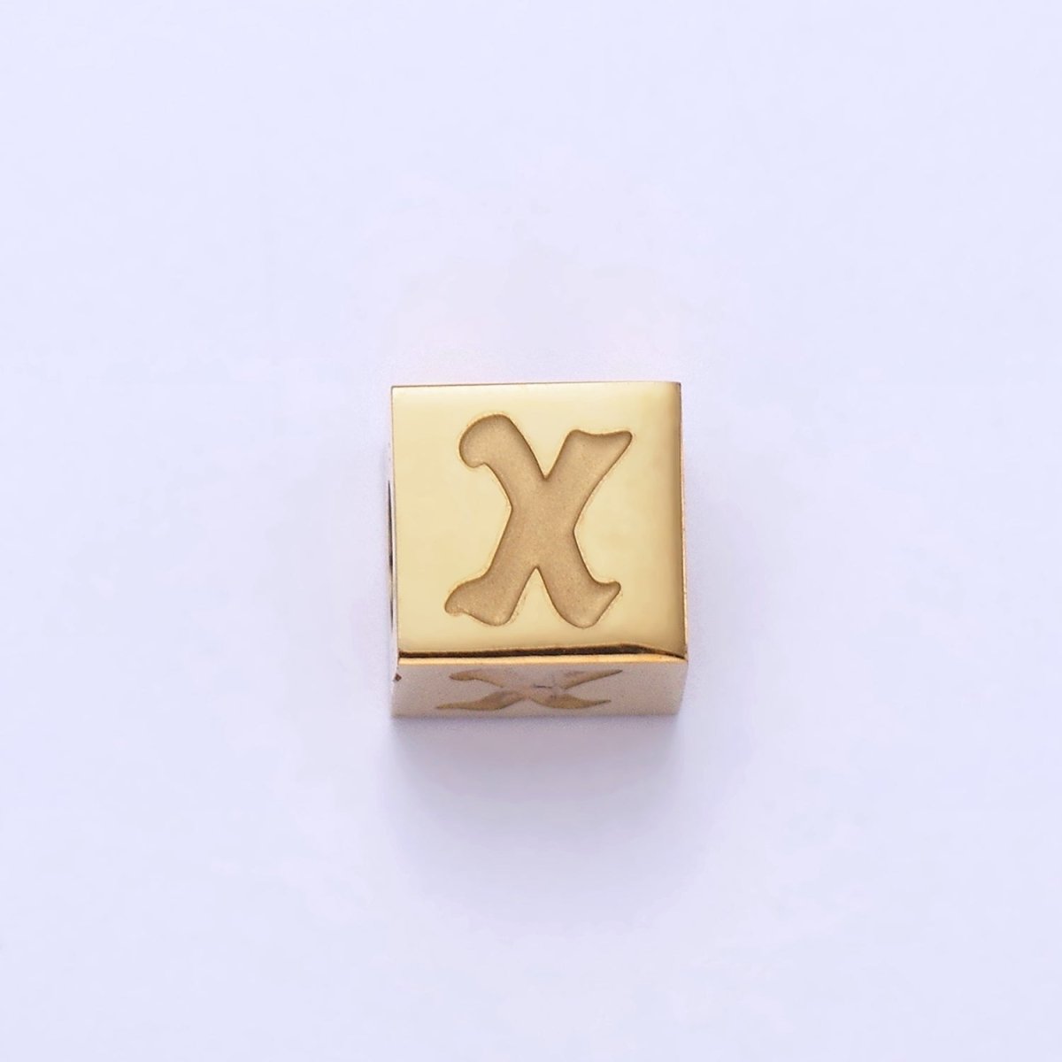 Stainless Steel Initial Letter A-Z Old English Gothic Alphabet Font 5mm Gold Bead | A937 - A962 - DLUXCA