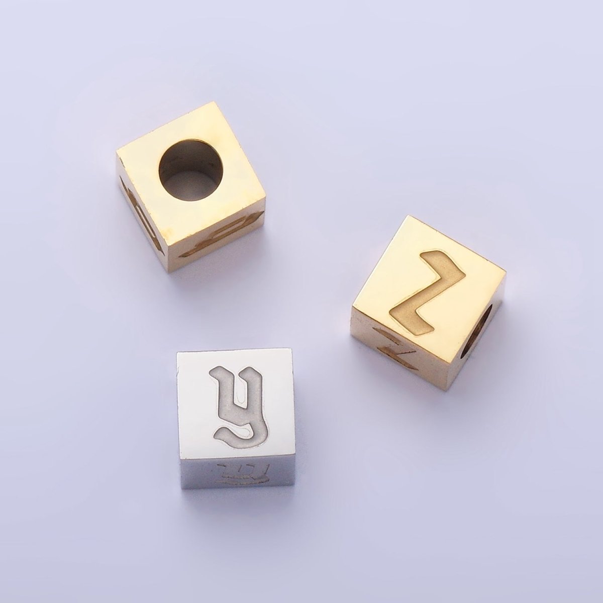 Stainless Steel Initial Letter A-Z Old English Gothic Alphabet Font 5mm Gold Bead | A937 - A962 - DLUXCA