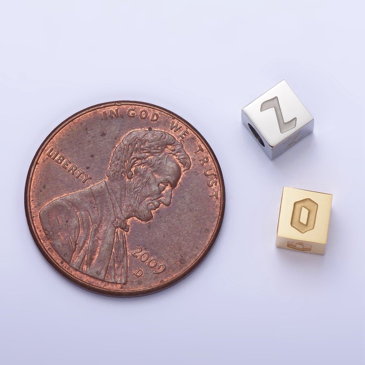 Stainless Steel Initial Letter A-Z Old English Gothic Alphabet Font 5mm Gold Bead | A937 - A962 - DLUXCA