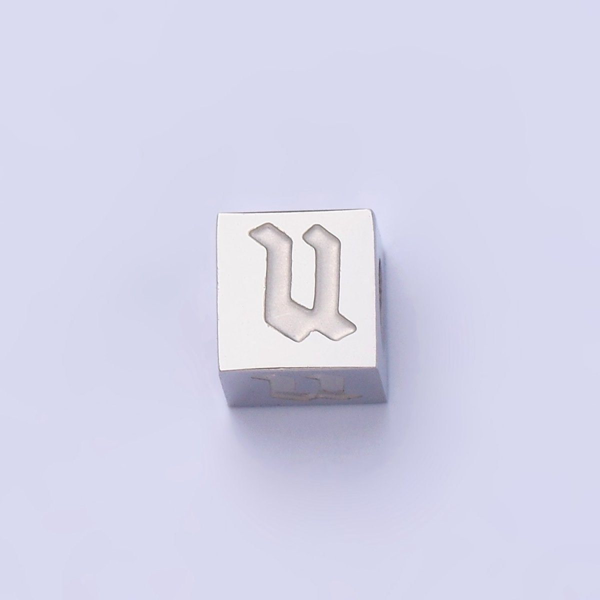 Stainless Steel Initial Letter A-Z Old English Gothic Alphabet Font 5mm Silver Bead | A-950~A-962 - DLUXCA