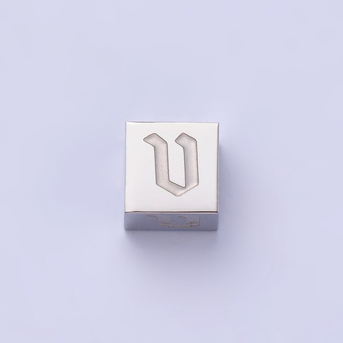 Stainless Steel Initial Letter A-Z Old English Gothic Alphabet Font 5mm Silver Bead | A-950~A-962 - DLUXCA