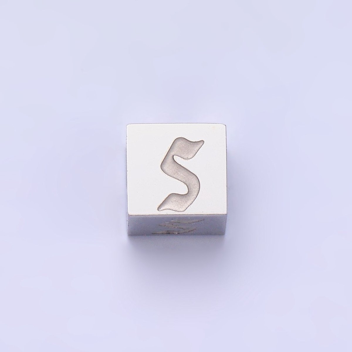 Stainless Steel Initial Letter A-Z Old English Gothic Alphabet Font 5mm Silver Bead | A-950~A-962 - DLUXCA