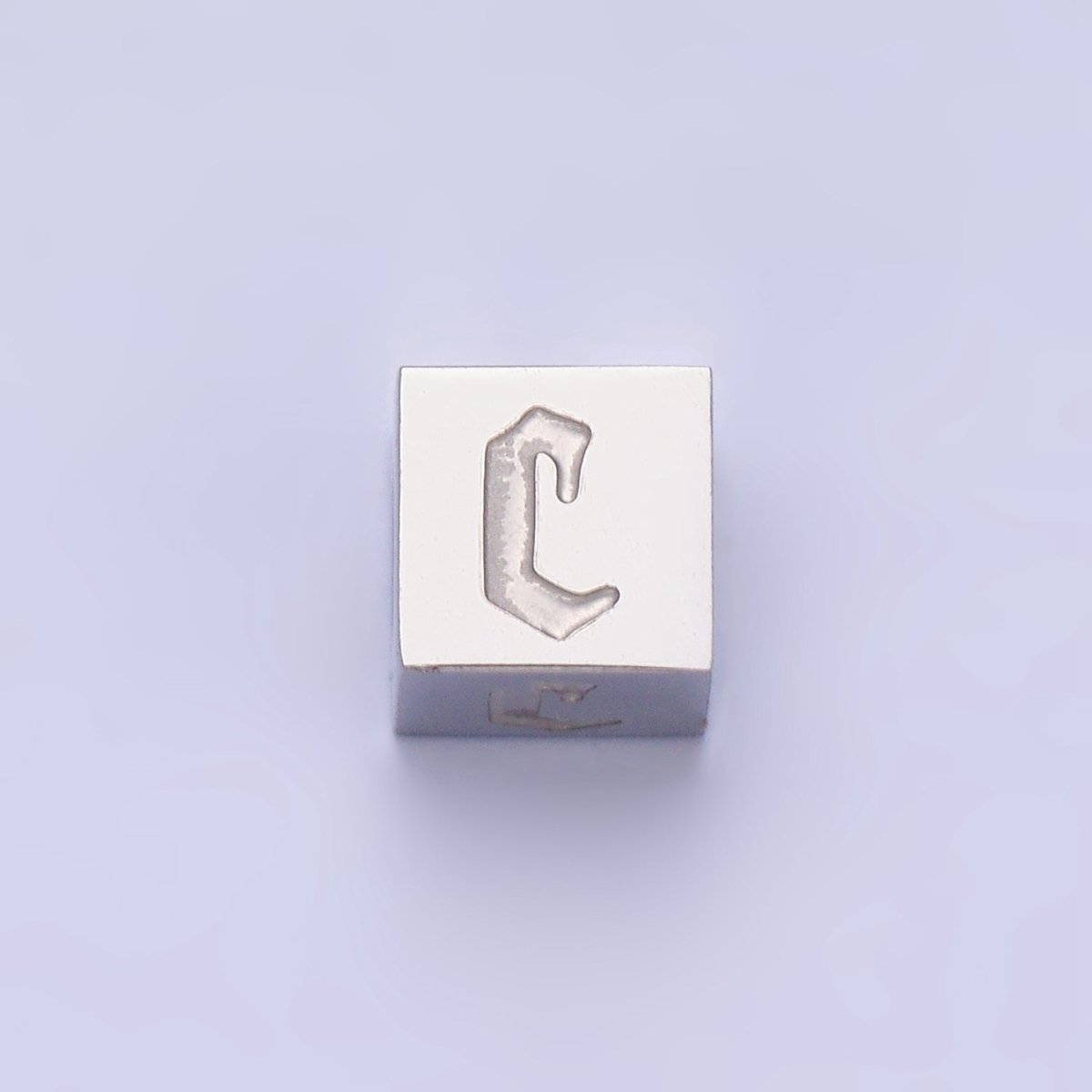 Stainless Steel Initial Letter A-Z Old English Gothic Alphabet Font 5mm Silver Bead | A-950~A-962 - DLUXCA