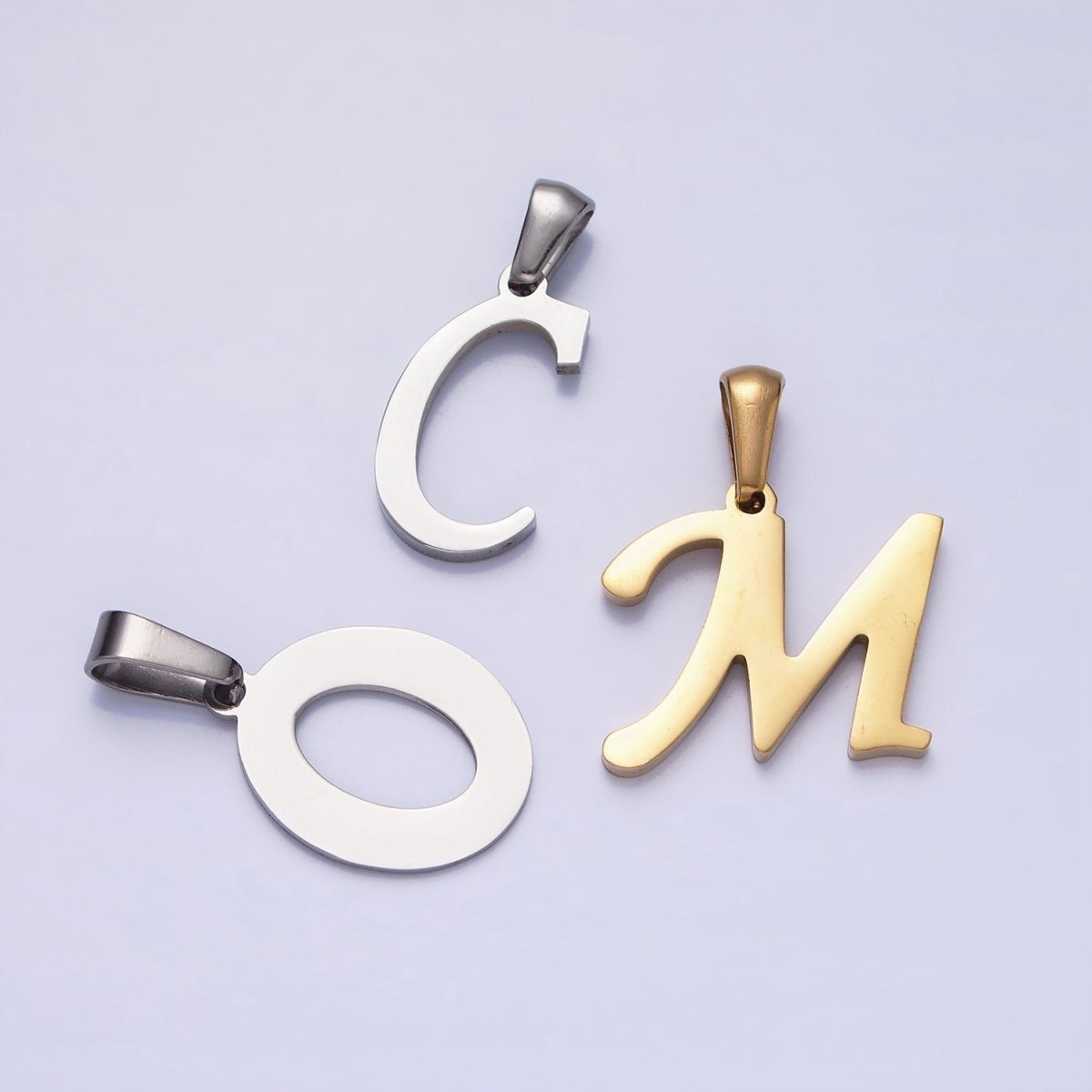 Stainless Steel Letter Charms, initial alphabet pendant DIY jewelry letter charms for personalized jewelry making AD175 - AD200 - DLUXCA