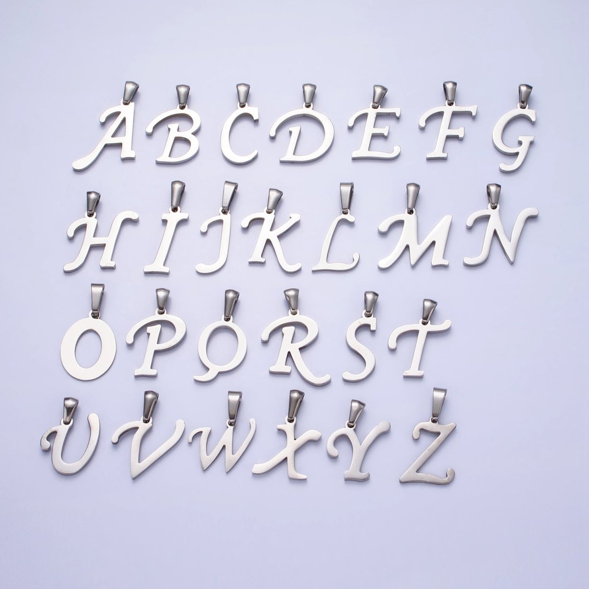 Stainless Steel Letter Charms, initial alphabet pendant DIY jewelry letter charms for personalized jewelry making AD175 - AD200 - DLUXCA