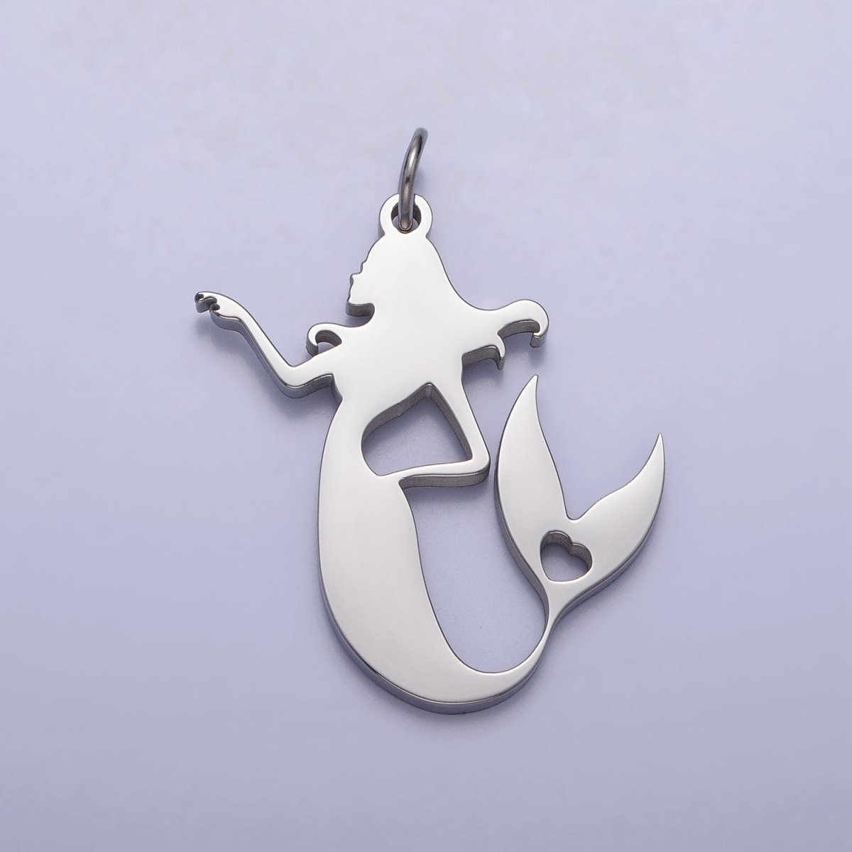 Stainless Steel Little Sea Mermaid Silhouette Charm in Gold & Silver | P884 - DLUXCA