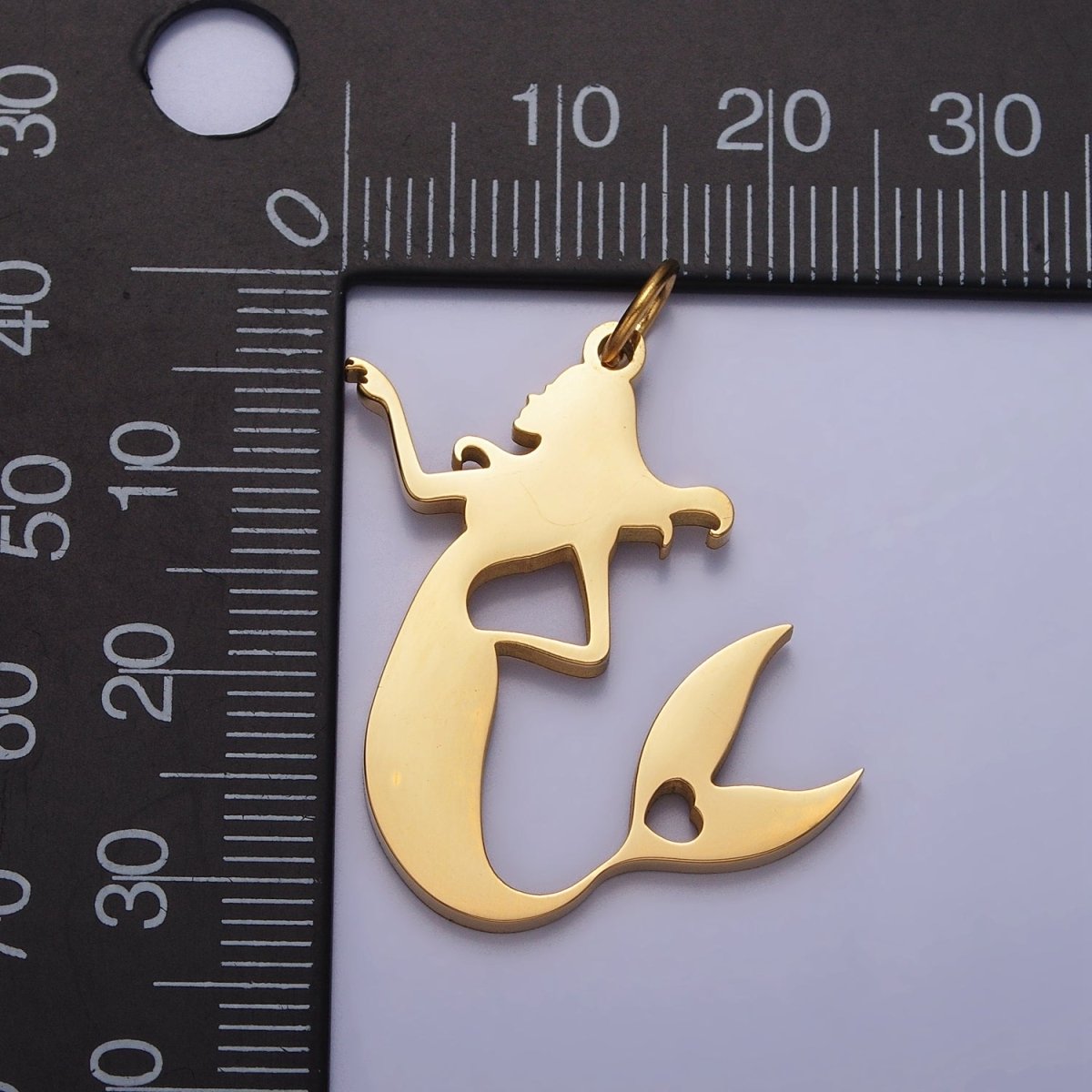 Stainless Steel Little Sea Mermaid Silhouette Charm in Gold & Silver | P884 - DLUXCA