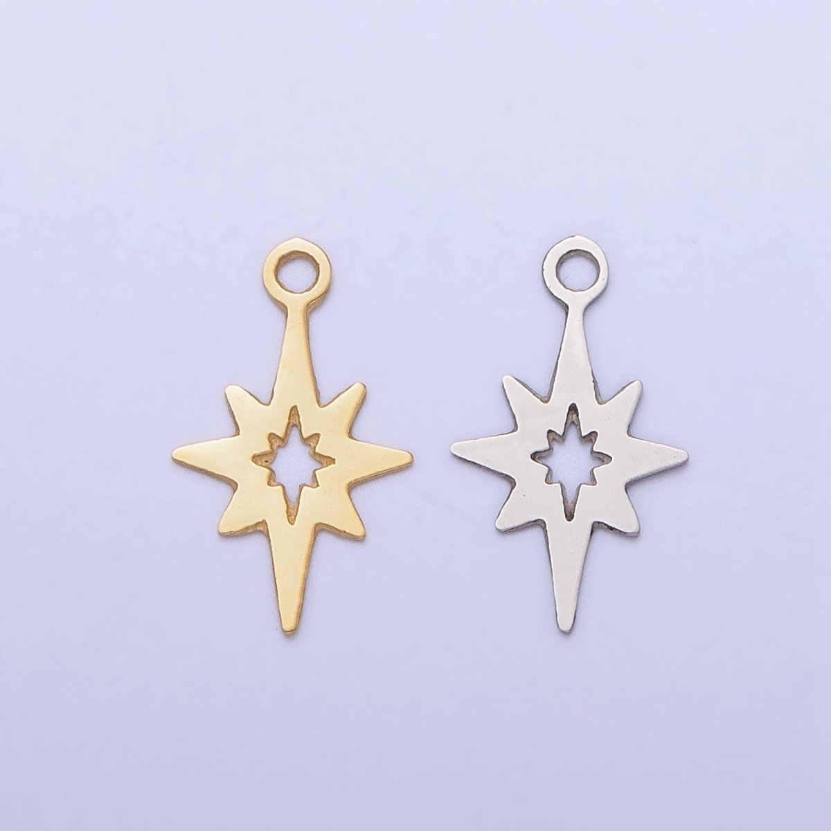 Stainless Steel Mini Open North Star Celestial Add-On Charm in Gold & Silver | P-902 - DLUXCA