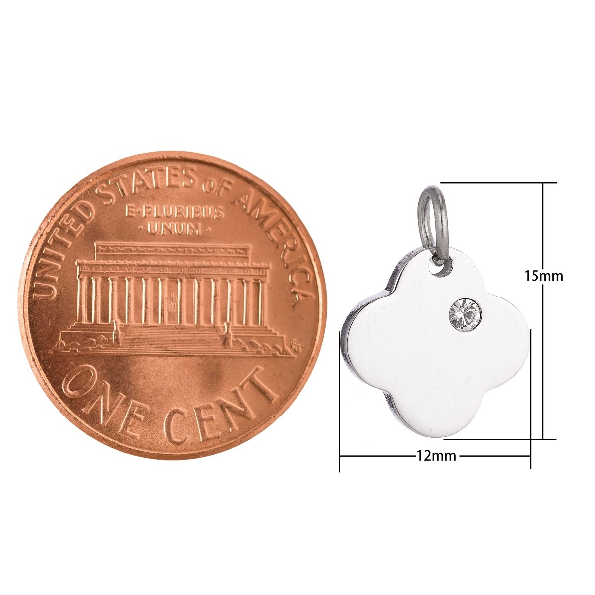 Stainless Steel Minimalist Charming Four Petals Flower Cubic Zirconia Bracelet Charm Necklace Pendant Findings for Jewelry Making E-627 - DLUXCA