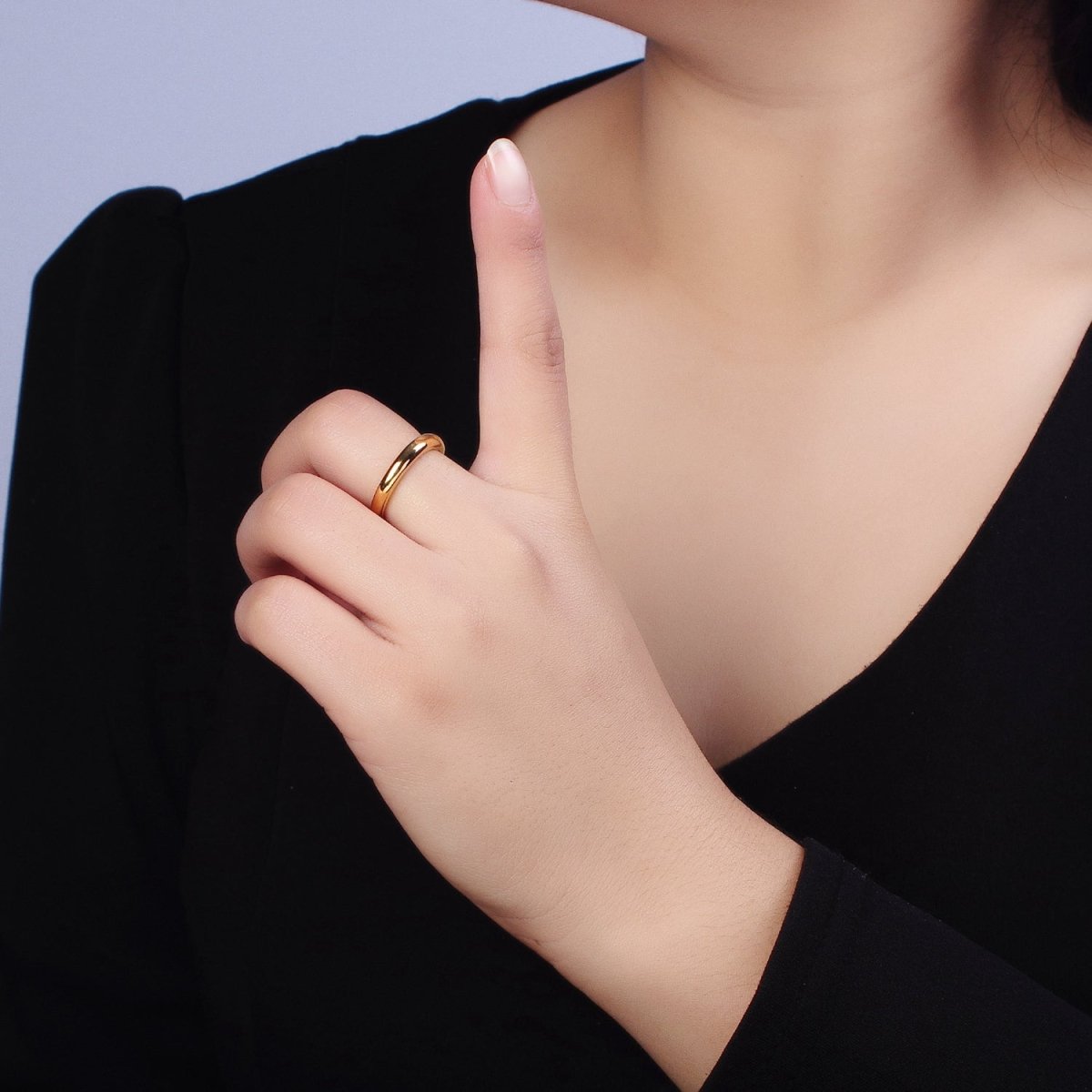 Stainless Steel Minimalist Thin Band Ring in Gold & Silver | O-1709~O-1716 - DLUXCA