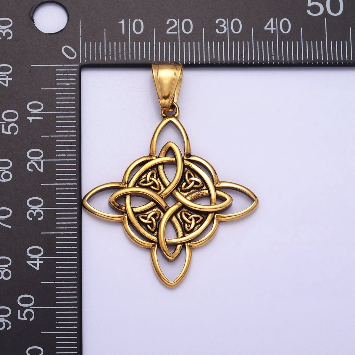 Stainless Steel Norse Multiple Triquetra Celtic Knot Cross Silver, Gold Pendant | P-1129 - DLUXCA