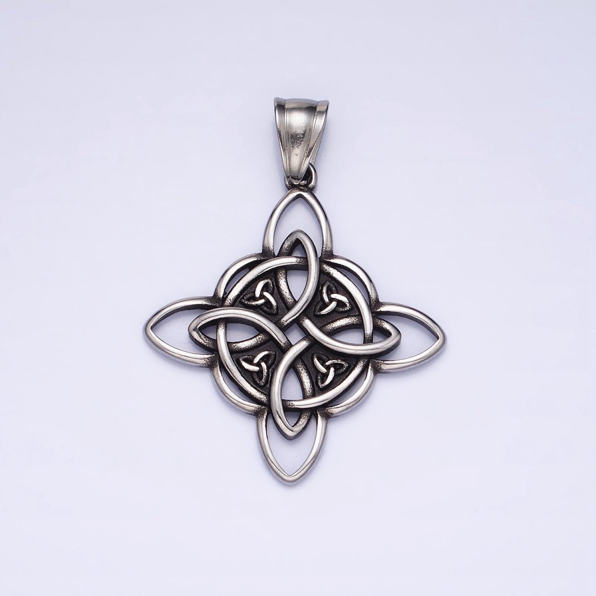 Stainless Steel Norse Multiple Triquetra Celtic Knot Cross Silver, Gold Pendant | P-1129 - DLUXCA