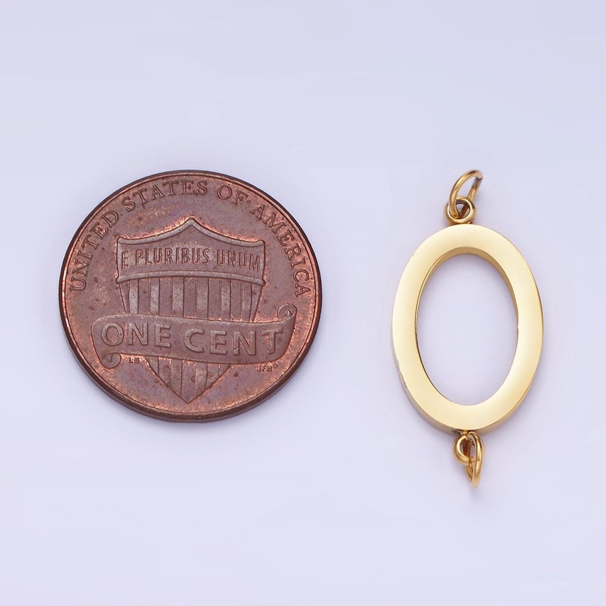 Stainless Steel Open Oval "0" Minimalist Bezel Connector | G359 - DLUXCA