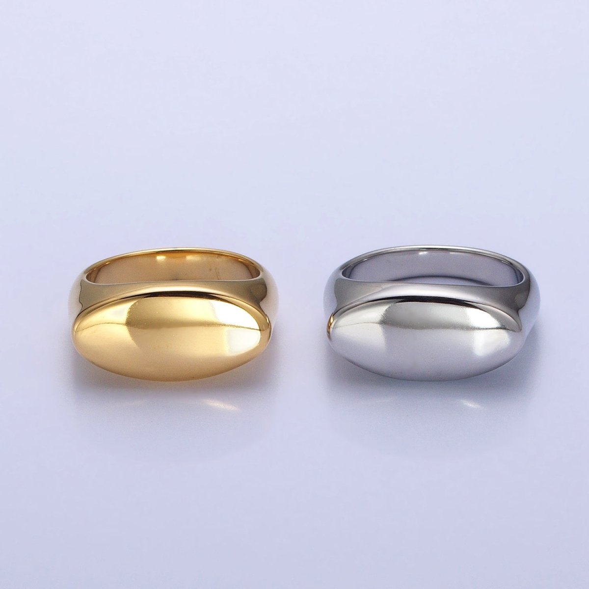 Stainless Steel Oval Chubby Personalized Signet Ring in Gold & Silver | O-1665~O-1672 - DLUXCA