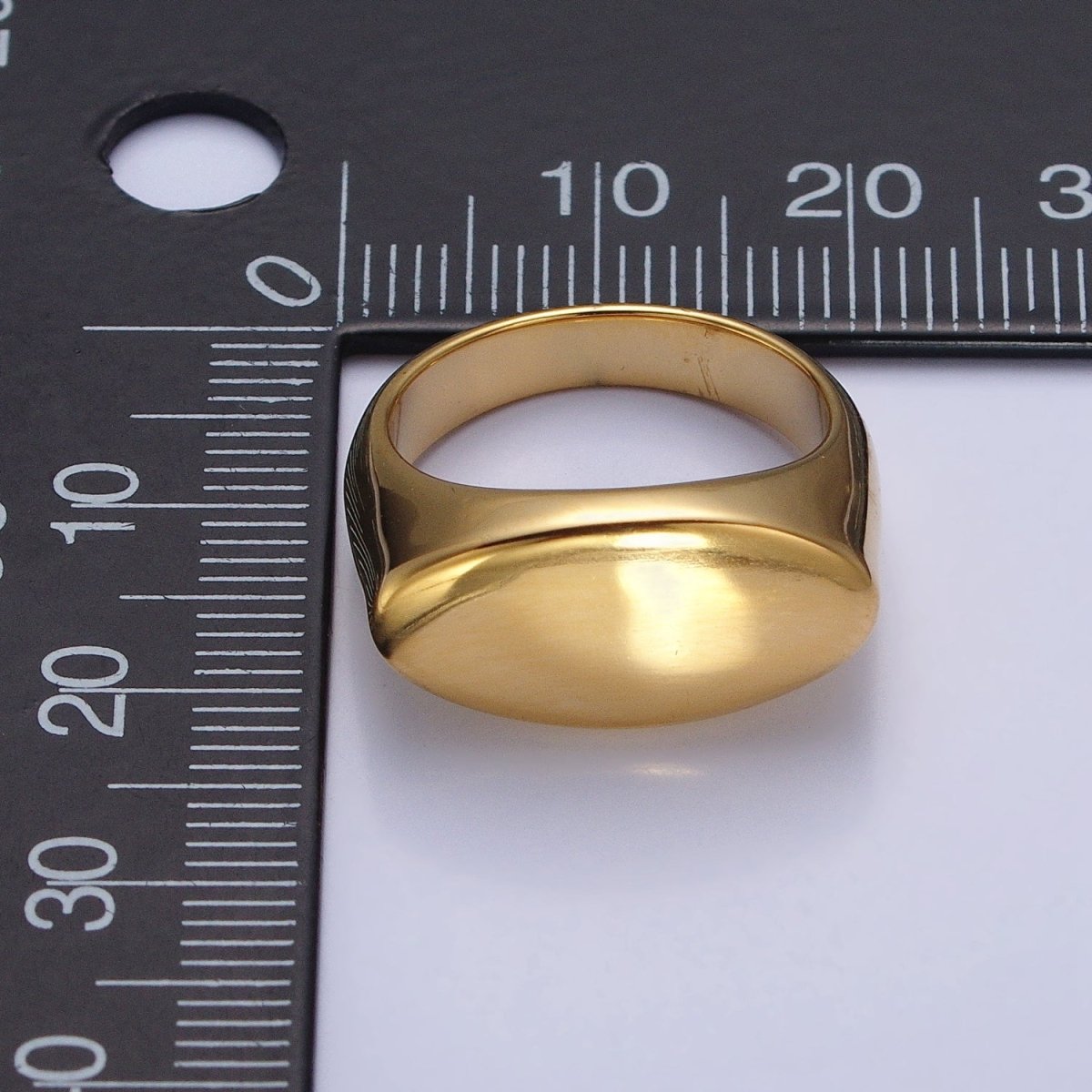 Stainless Steel Oval Chubby Personalized Signet Ring in Gold & Silver | O-1665~O-1672 - DLUXCA