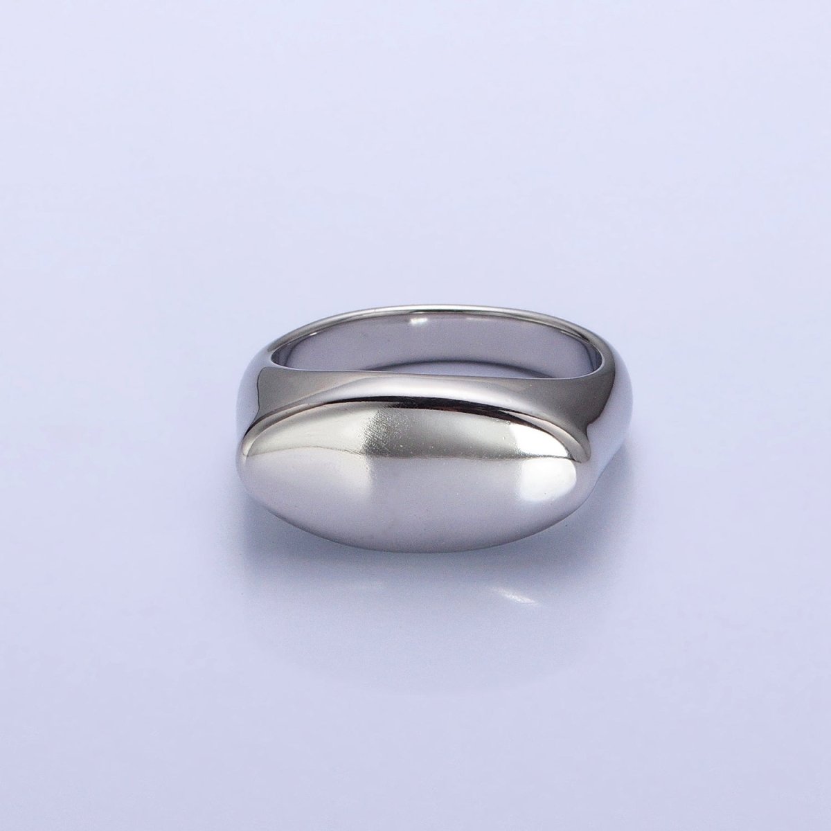 Stainless Steel Oval Chubby Personalized Signet Ring in Gold & Silver | O-1665~O-1672 - DLUXCA