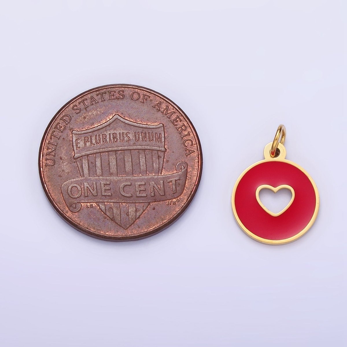 Stainless Steel Pink, Red Open Heart Enamel Round Charm | P958 - DLUXCA