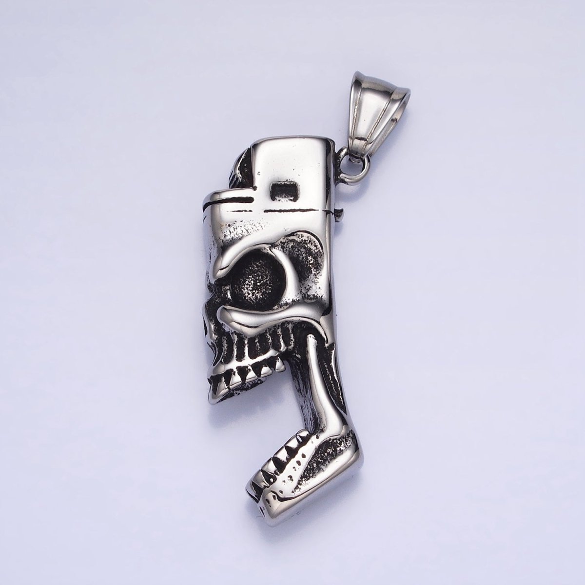 Stainless Steel Rectangular Screaming Skeleton Skull Pendant in Gold & Silver | P1102 - DLUXCA