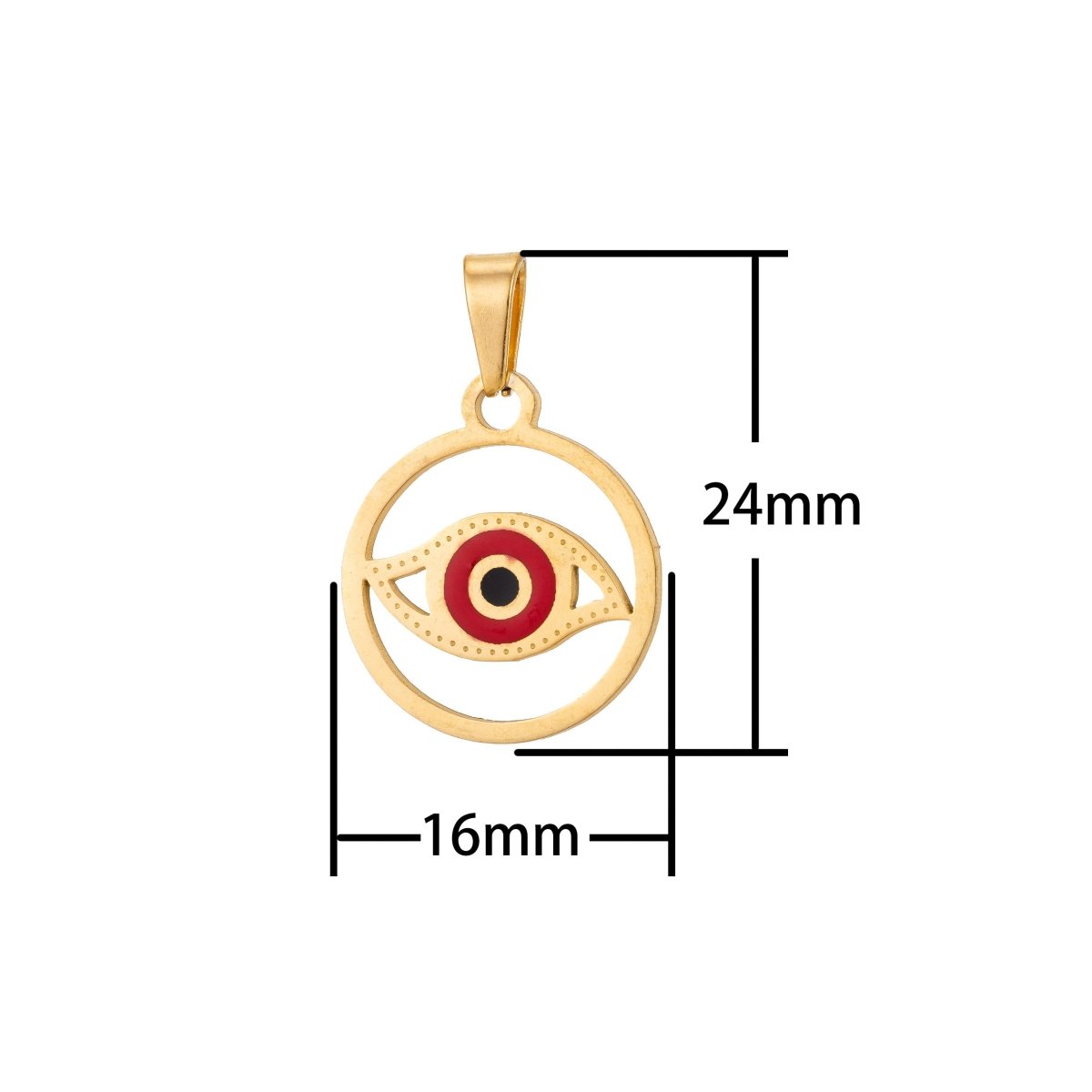 Stainless Steel Red Evil Eye Charm Pendant with Bails Spiritual Protection Amulet Necklace Findings for Jewelry Making J-552 - DLUXCA