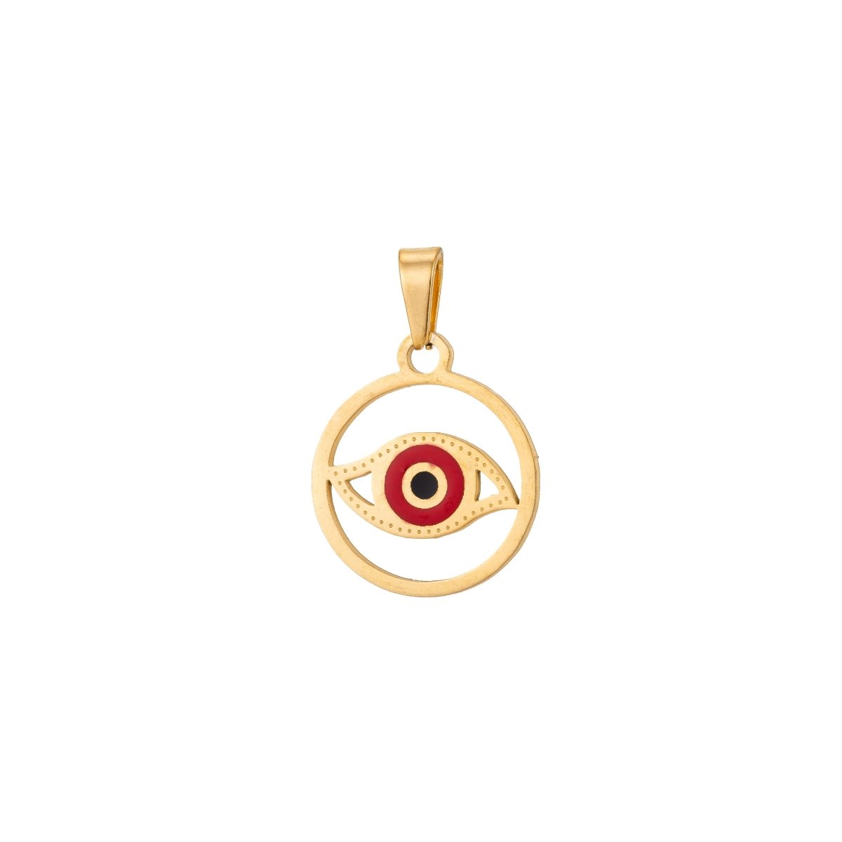 Stainless Steel Red Evil Eye Charm Pendant with Bails Spiritual Protection Amulet Necklace Findings for Jewelry Making J-552 - DLUXCA