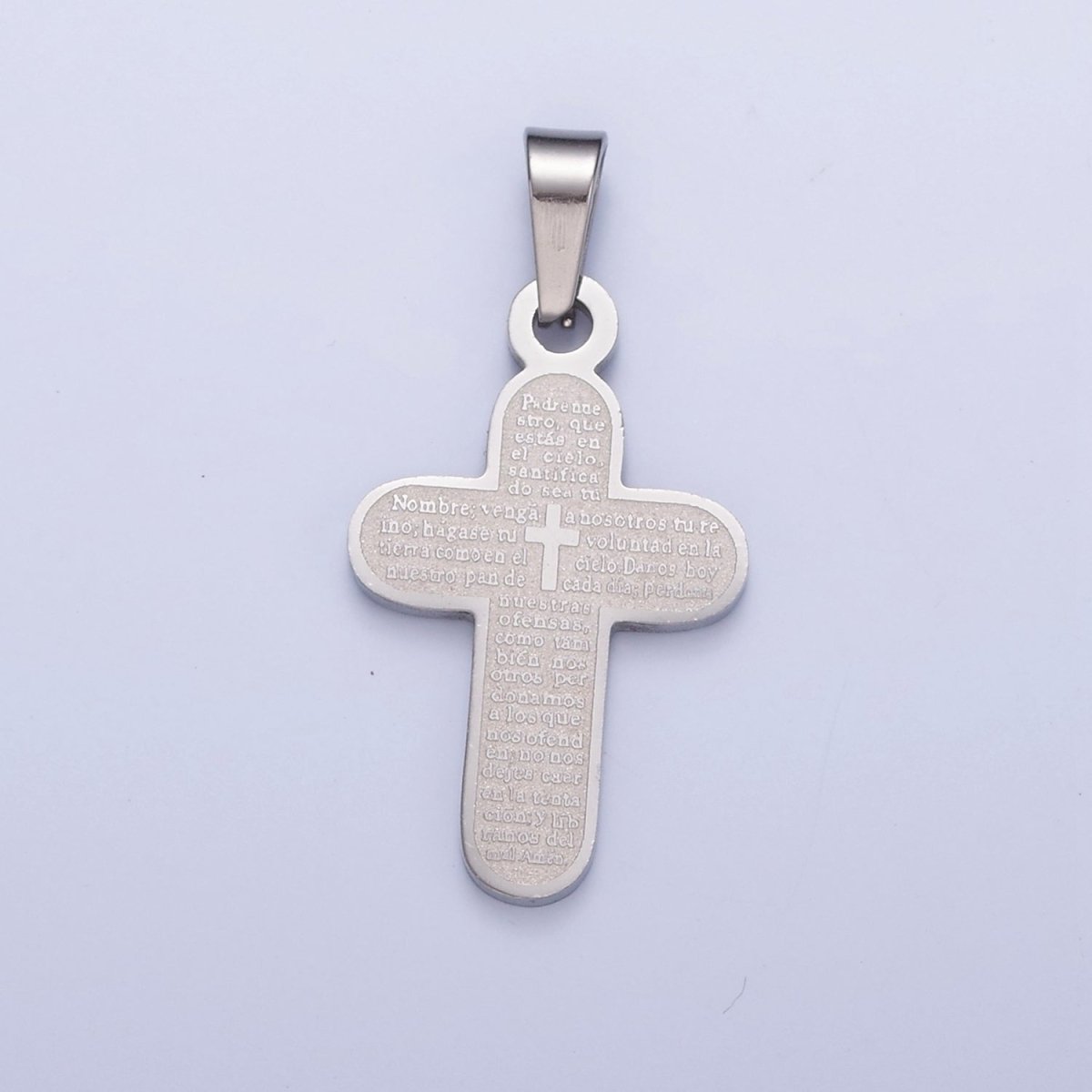 Stainless Steel Religious Cross, The Lord's Prayer (in Spanish) Engraved, I-436 I-437 - DLUXCA