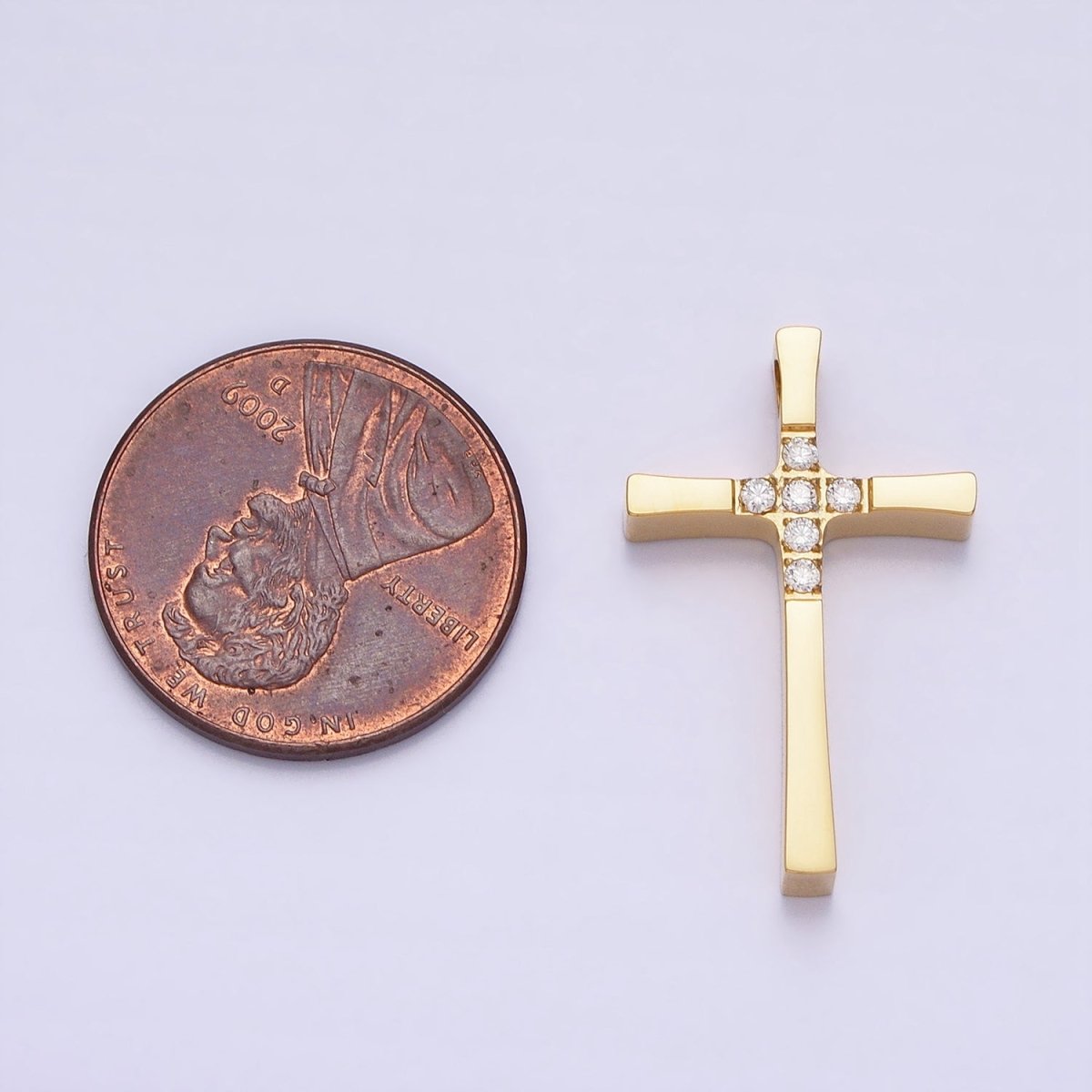 Stainless Steel Religious Curved Pattee Latin Cross Gold Pendant in Gold & Silver P-1138 - DLUXCA