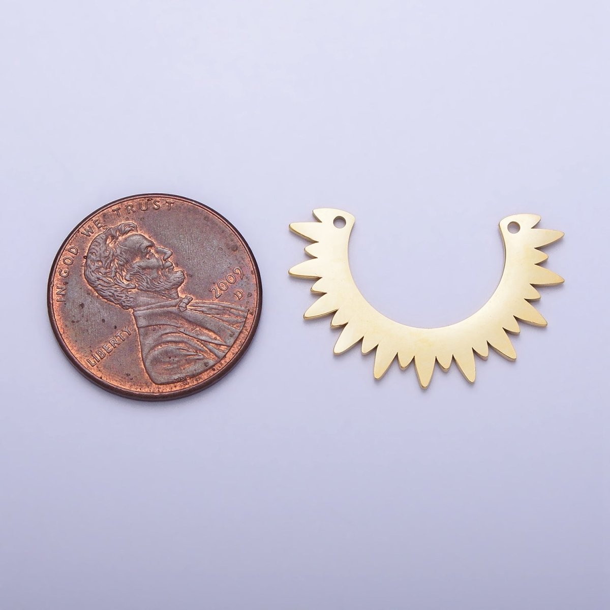 Stainless Steel Rounded Celestial Sun Beam Ray Link Connector in Gold & Silver | P-909 - DLUXCA