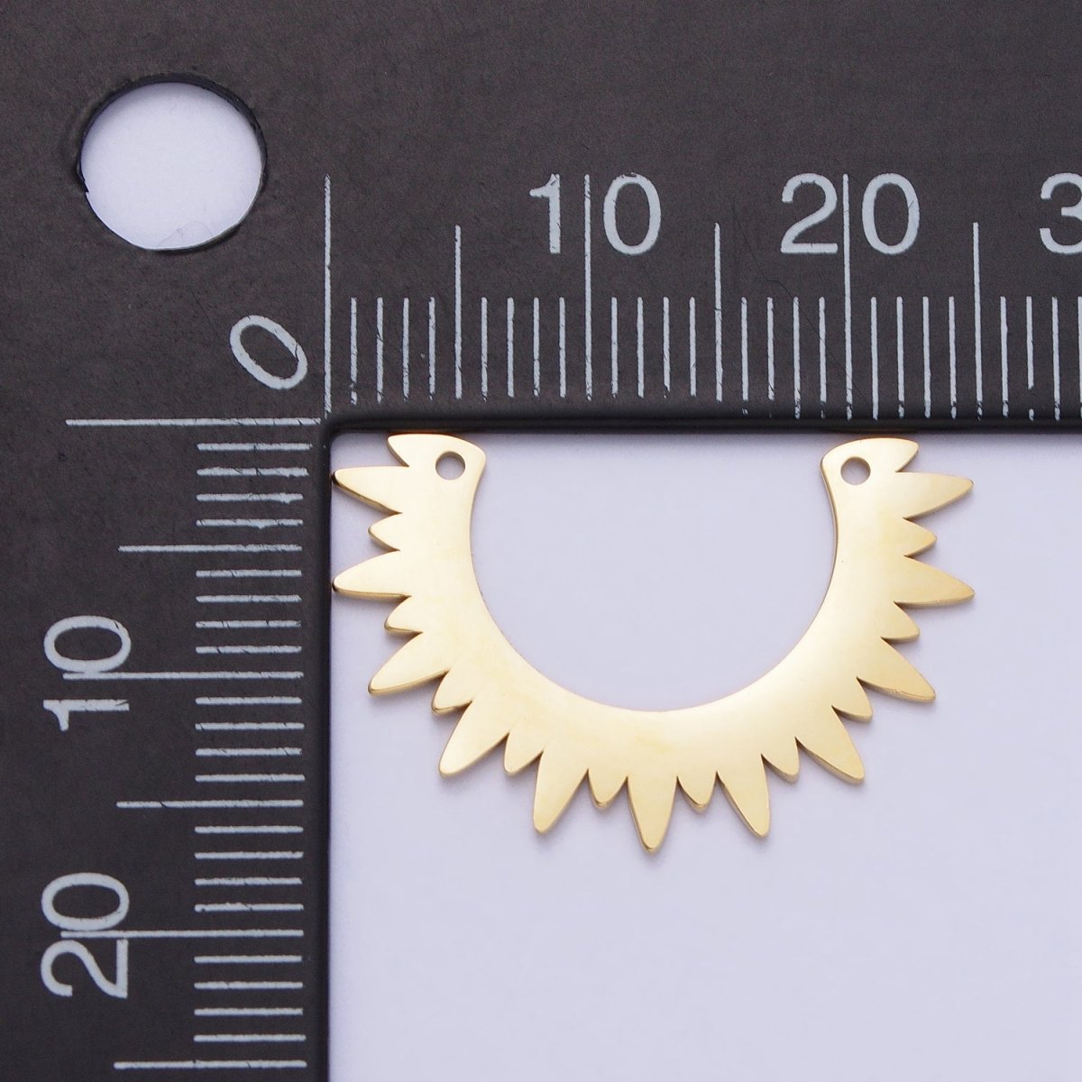 Stainless Steel Rounded Celestial Sun Beam Ray Link Connector in Gold & Silver | P-909 - DLUXCA