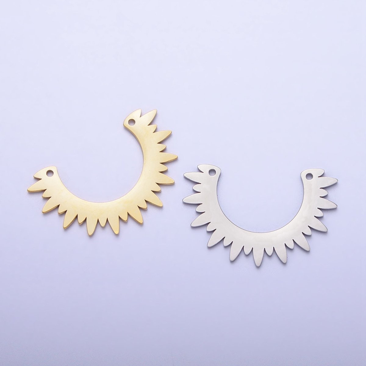 Stainless Steel Rounded Celestial Sun Beam Ray Link Connector in Gold & Silver | P-909 - DLUXCA