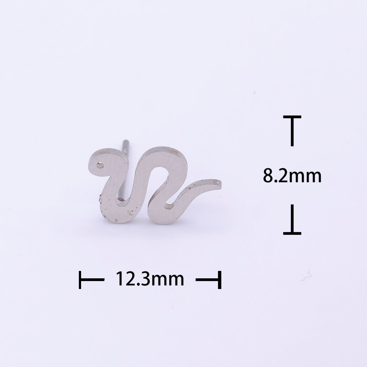 Stainless Steel Silver Serpent Snake Minimalist Frame Stud Earrings | Y-249 - DLUXCA