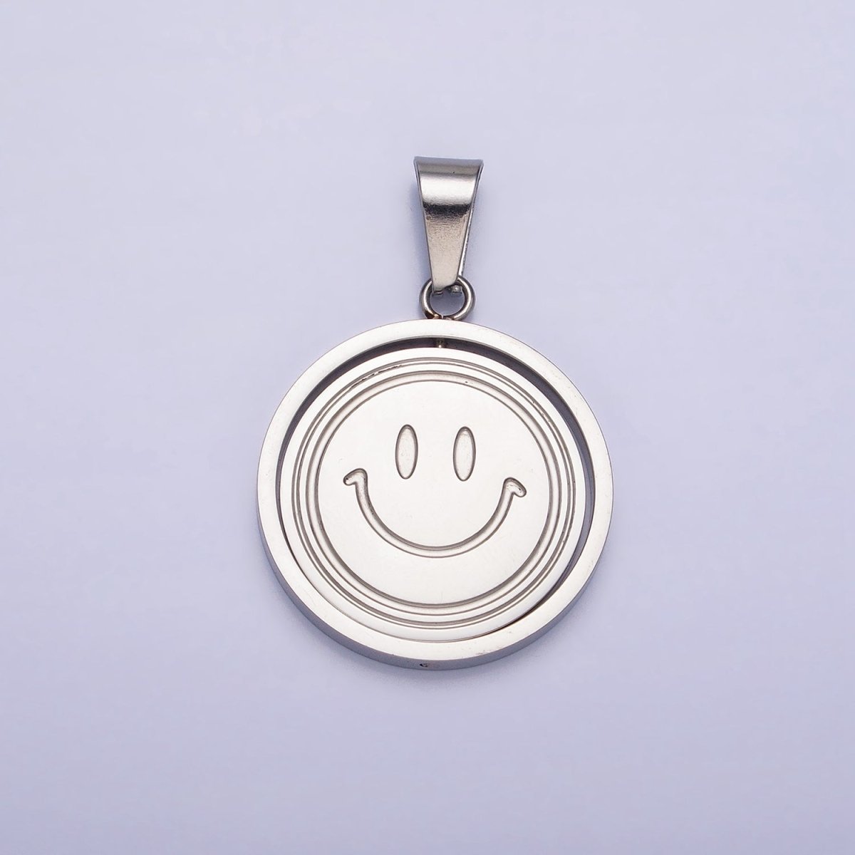 Stainless Steel Spinning Double Sided Smiley & Sad Face Pendant in Gold & Silver | P-1121 - DLUXCA