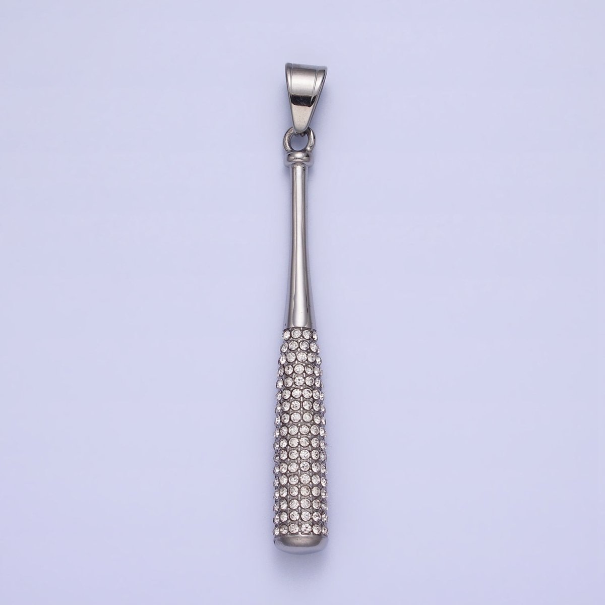 Stainless Steel Sport Baseball Bat Micro Paved CZ Pendant in Gold & Silver J-763 J-771 - DLUXCA