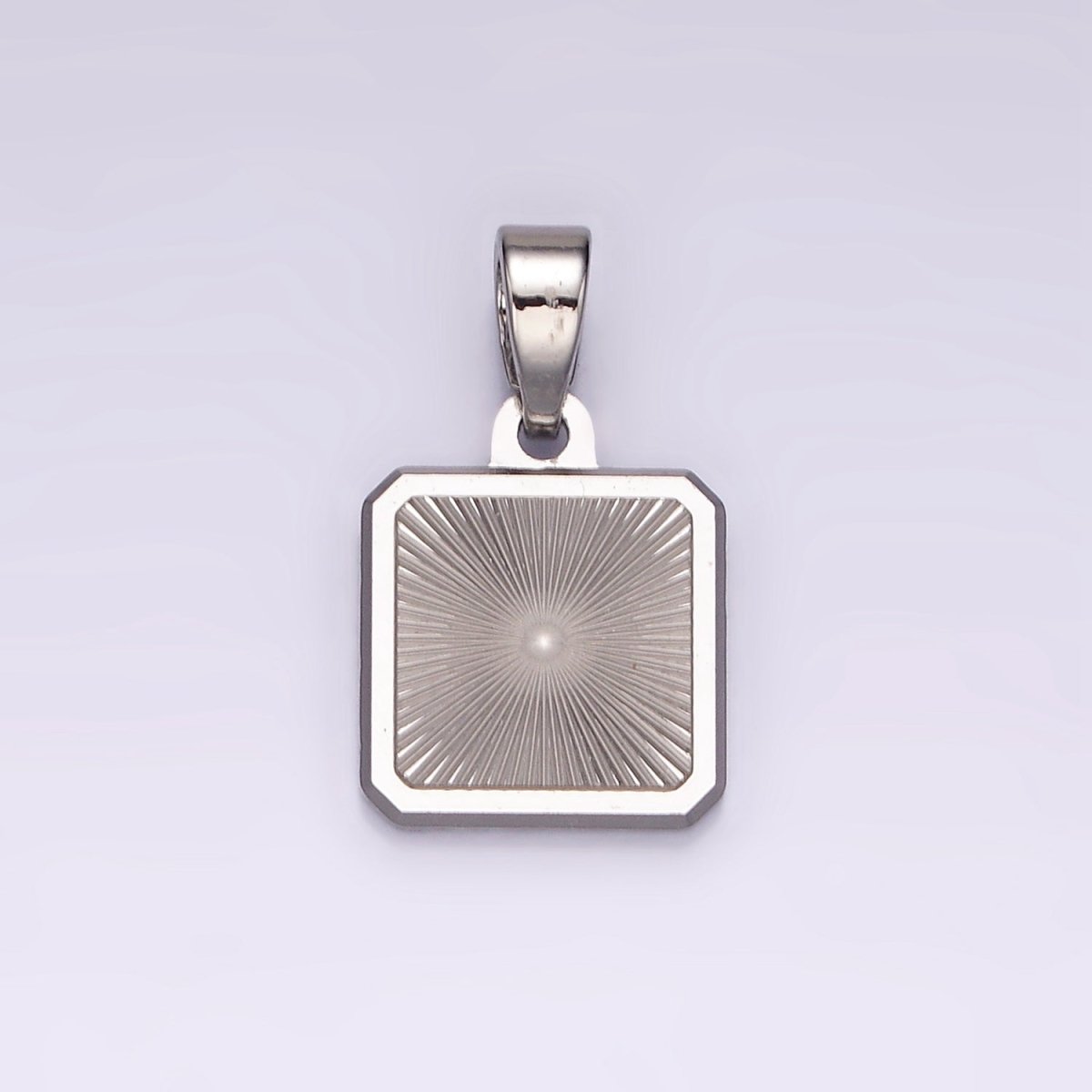 Stainless Steel Sunburst Edged Square Minimalist Pendant in Gold & Silver | P865 - DLUXCA