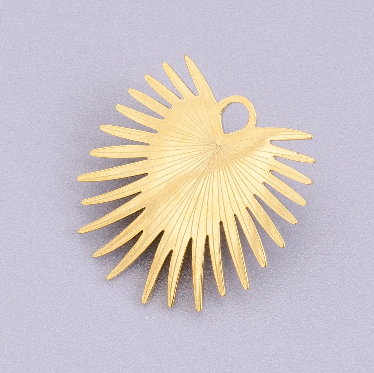 Stainless Steel Sunburst Line Engraved Sacred Heart Double Loop Charm in Gold & Silver | P-915 - DLUXCA