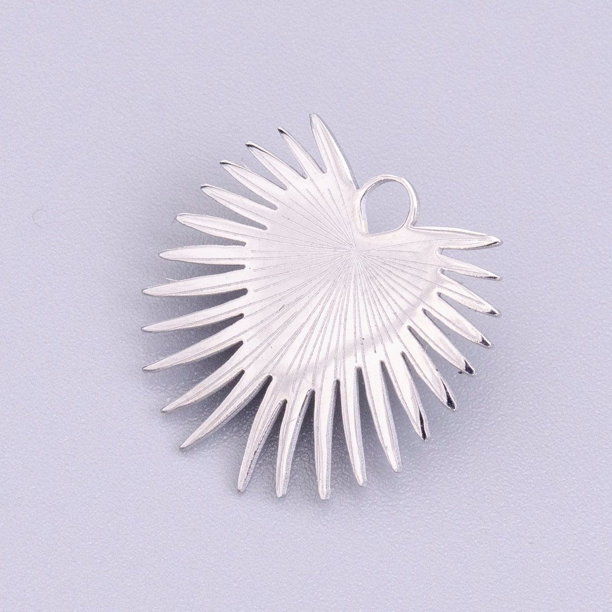 Stainless Steel Sunburst Line Engraved Sacred Heart Double Loop Charm in Gold & Silver | P-915 - DLUXCA